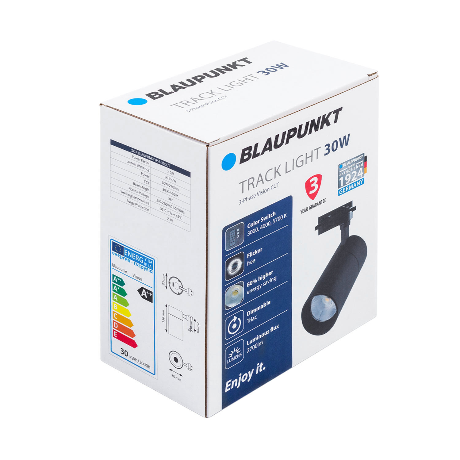 BLAUPUNKT REFLEKTOR LED 1 FAZOWY VISION 30W CZARNY Z PRZEŁĄCZNIKIEM BARWY ŚWIATŁA4