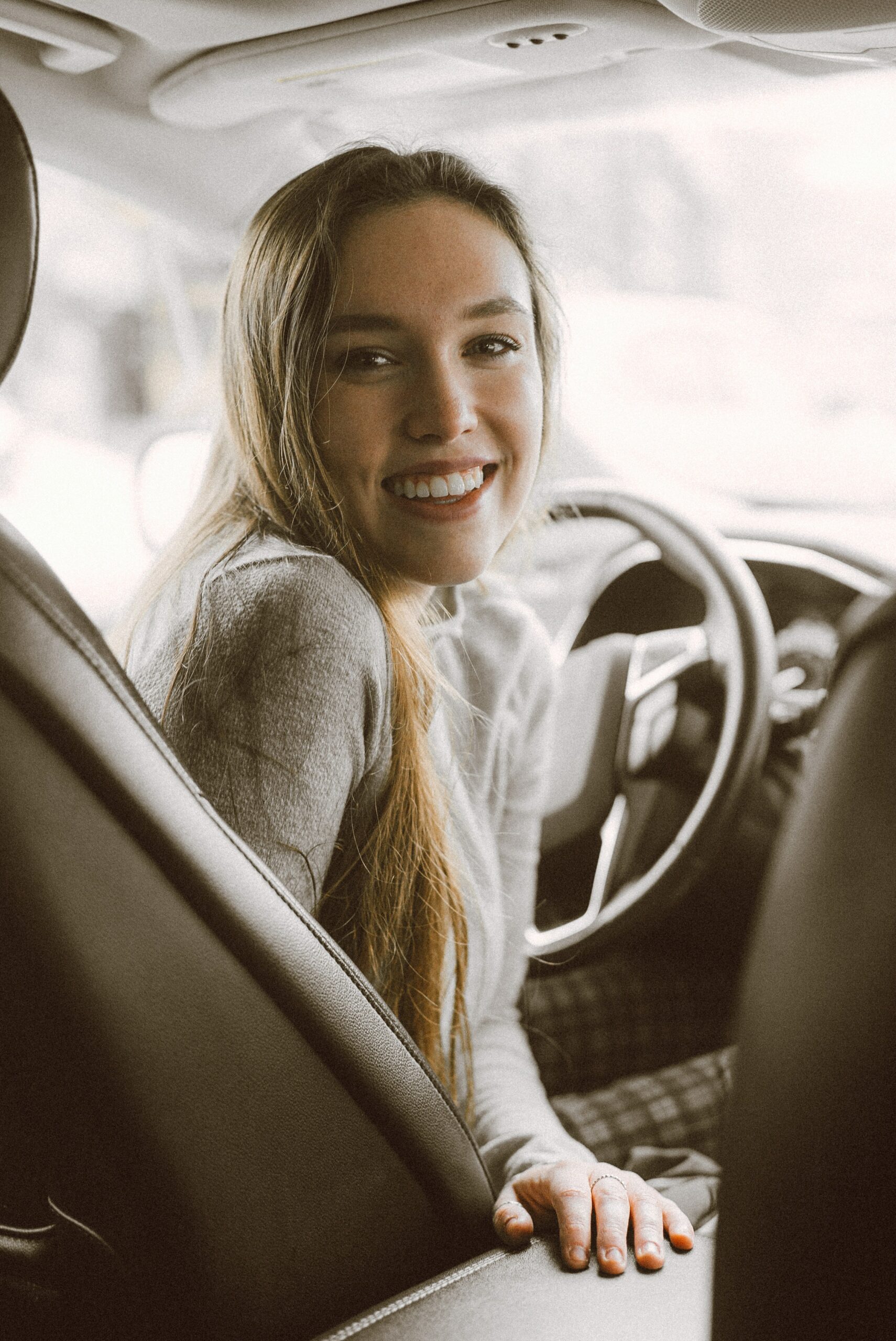 Woman Inside Vehicle Smiling 1934538