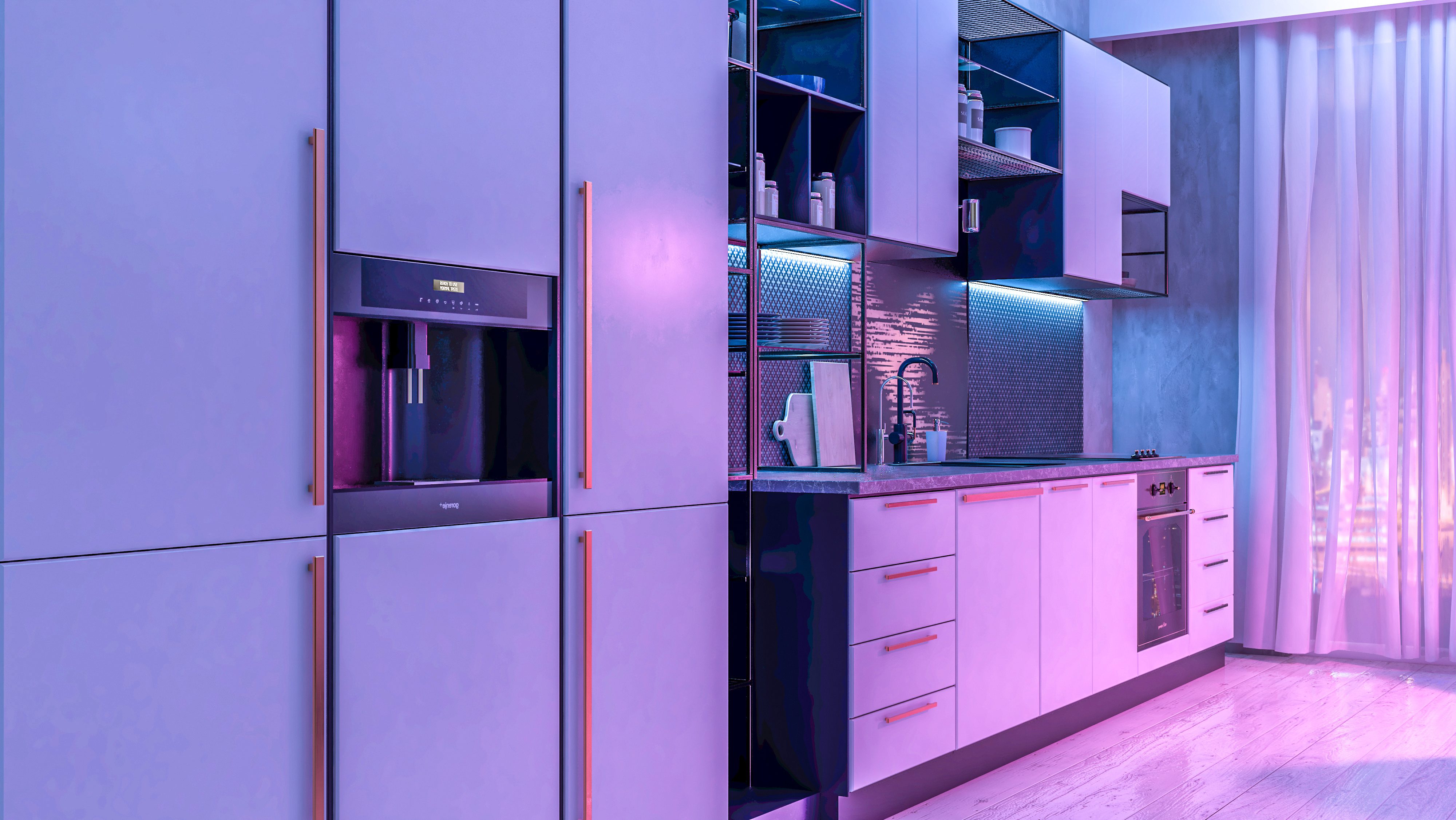 Modern Kitchen Interior With Light Strip RGB 25m